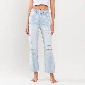 Vervet NWT High Rise Light Wash Distressed Straight Jeans, 100% Cotton
